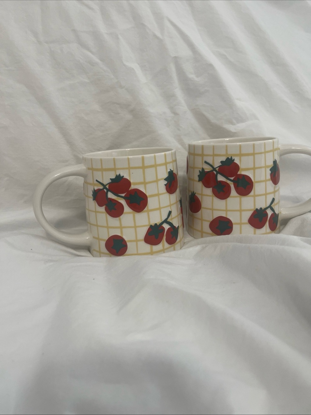 Target Ceramic Tomato Grid Mug Set - Red, Green, Yellow, White